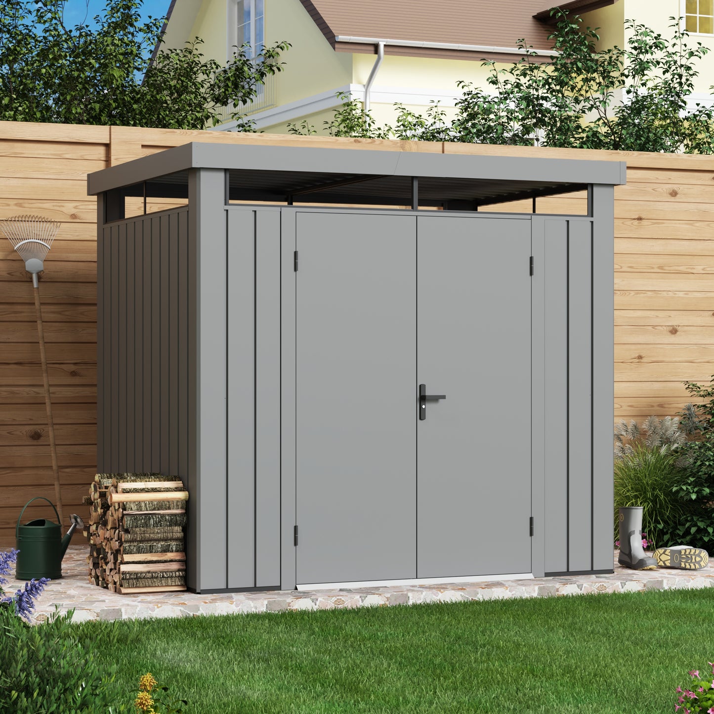 מחסן מתכת Luxury עם חלון היקפי. 243X183X227